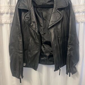 Tahari Black Lamb skin Leather Jacket for Women